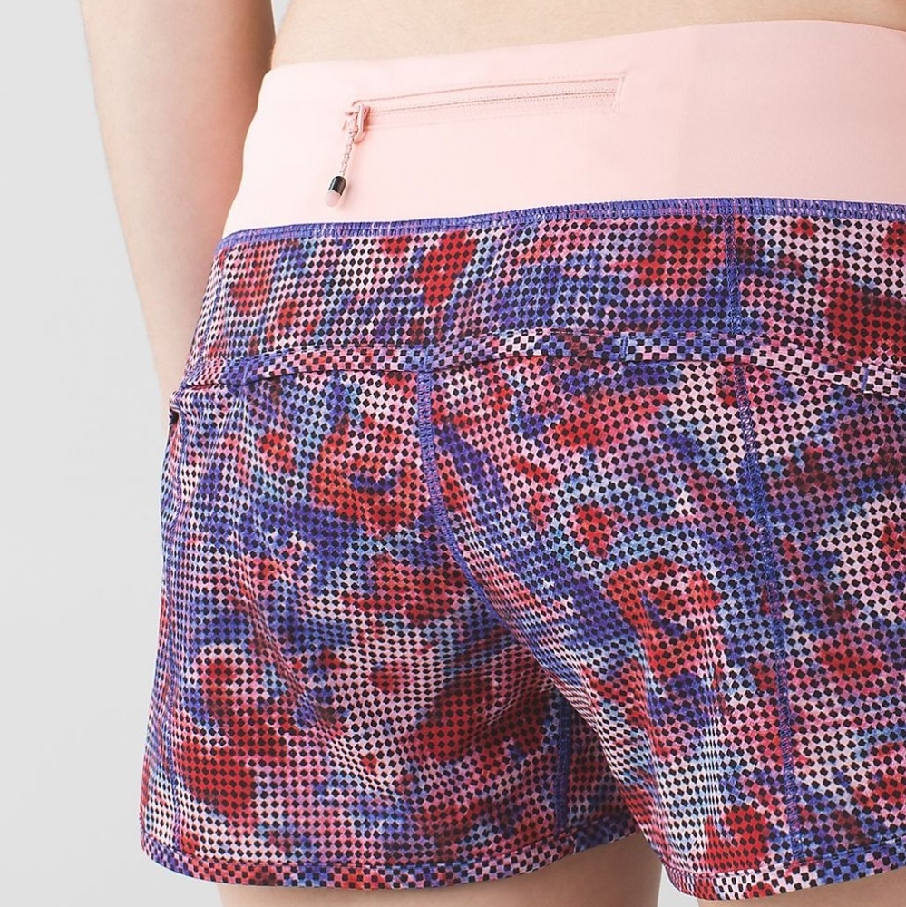 EUC 💎 Lululemon Speed Short *Checker Blooms Multi / Minty Pink Size 2 - Picture 4 of 9